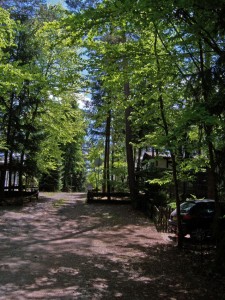 foto zijstraatje met rechts de parkeerplek van vakantiehuis ahrdorf