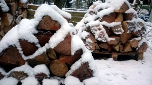 Foto sneeuw kachelhout